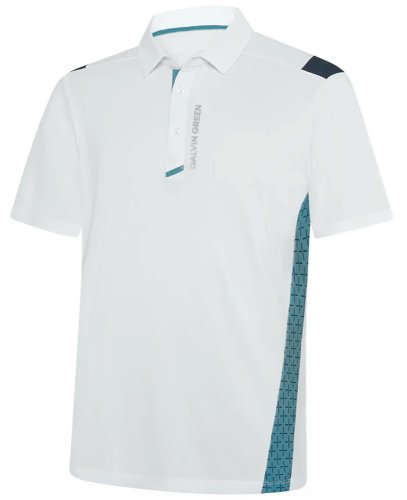 Galvin Green Marshall Breathable Short Sleeve Golf Polo Shirt - White/Navy/Storm Blue