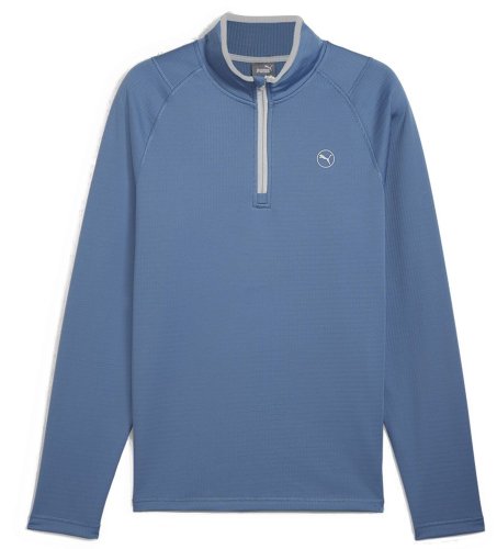 PUMA Waffle Fleece Quarter Zip Golf Pullover Blue Horizon