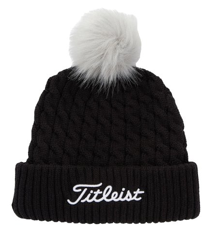 Titleist Cable Knit Pom Pom Golf Beanie - Black